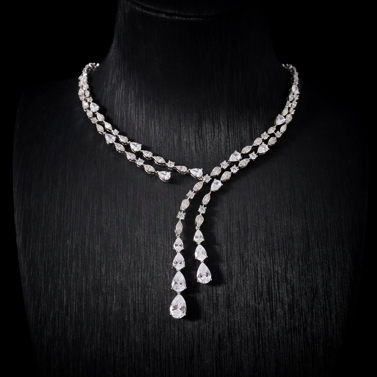 Women's Cubic Zircon Necklace Set Elegant Bridal Wedding Jewelry Accessory 00121
