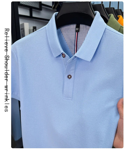100% cotton short sleeve polo shirt comfortable lightweight high-end brand fashionable simple summer men's casual lapel T-shirt