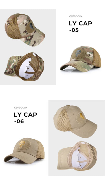Outdoor Camouflage Adjustable Cap Mesh Tactical Skull Cap Army Airsoft Fishing
