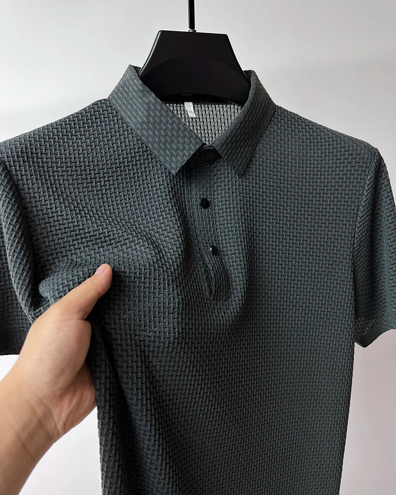 Upto EUR Sizes Tall Man Brand Top-Quality Men's Golf Shirt Lop-up Hollow Short-sleeved Polo Shirt SummerIce Silk Breathable Tee