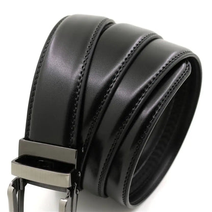 Men's Click Belt Automatic Buckle 110cm 120cm 130cm Comfort Leather Ratchet Dress with Slide Buckle Adjustable Trim