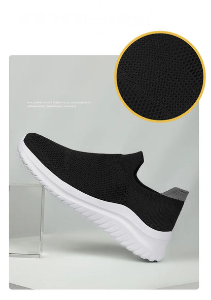 Men Shoes Sneakers Breathable Mesh Slip on Running Shoes Outdoor Non-Slip Couple Jogging Training Hiking Sports Shoes