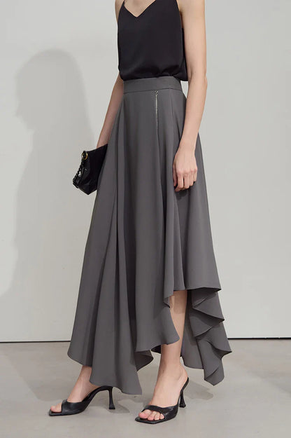 Minimalist Office Lady Skirts Women 2025 New Summer Solid Loose Asymmetric Large A-line Skirt Female Fashion 12542168