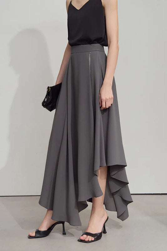 Minimalist Office Lady Skirts Women 2025 New Summer Solid Loose Asymmetric Large A-line Skirt Female Fashion 12542168