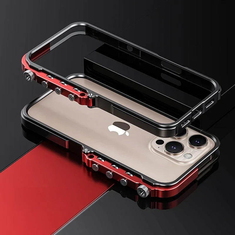 Cyberpunk Punk Mechanical Phone Frame Case For iPhone 17 Air 16 15 14 13 Pro Max Plus Aluminum Alloy Metal Shockproof Bumper