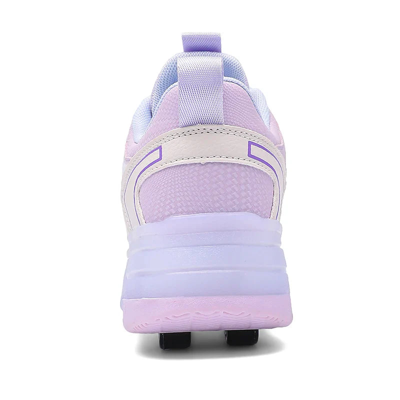 Boys Girls Roller Shoes Pink Blue Four Wheels Luminous Glowing Kids Outdoor Sport Casual Shoes USB Children Led Sneakers Shoes