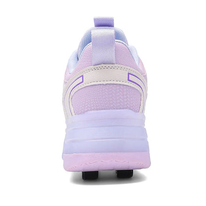 Boys Girls Roller Shoes Pink Blue Four Wheels Luminous Glowing Kids Outdoor Sport Casual Shoes USB Children Led Sneakers Shoes