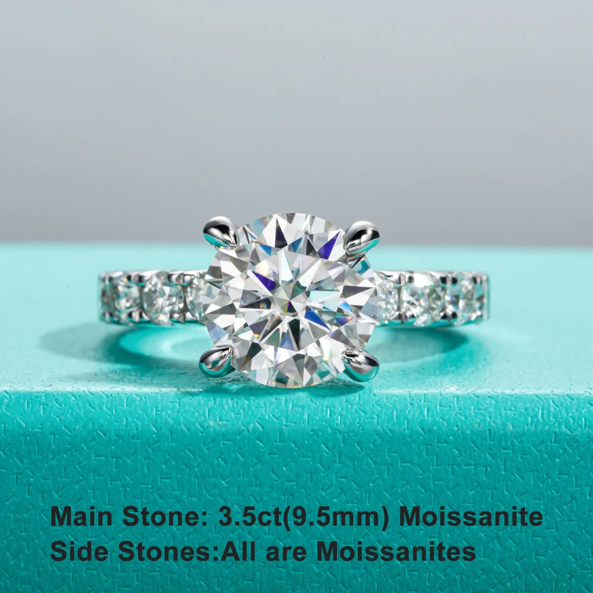 4.3cttw D Color Moissanite Engagement Rings 925 Sterling Silver 18k Gold Plated Lab Created Diamond Wedding Band Rings