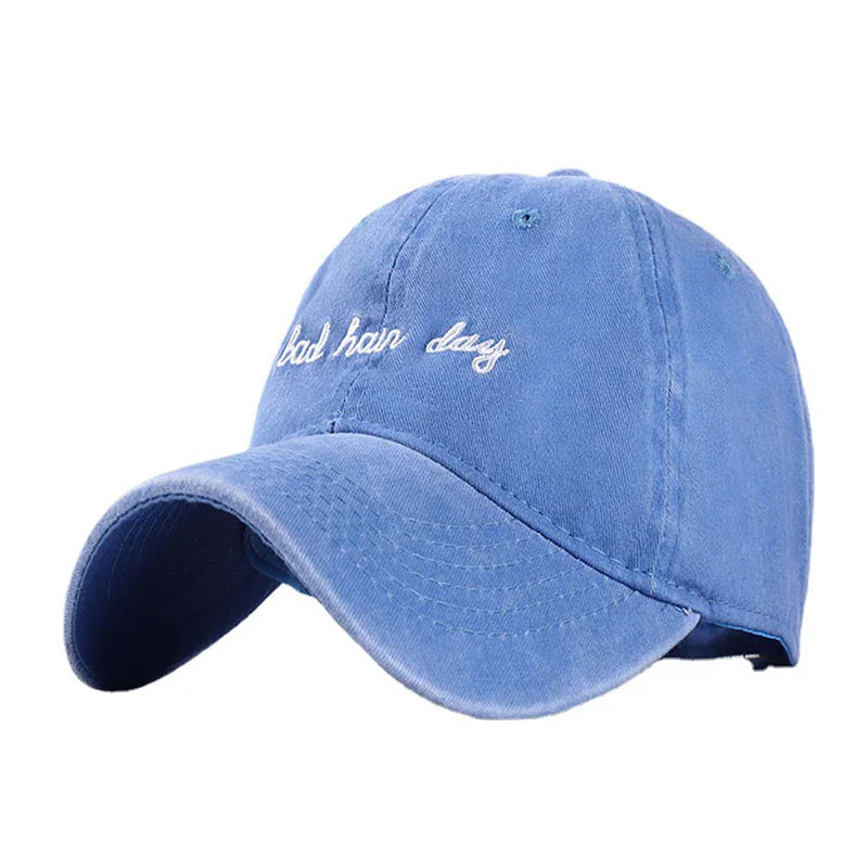 Bad Hair Day Washed Black Baseball Cap female male Snapback Hat