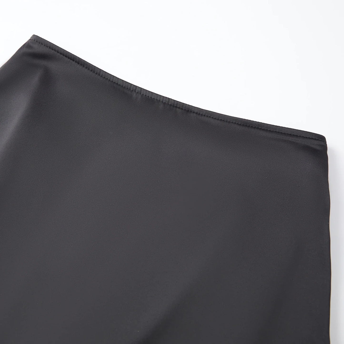 Women Satin Half Slip Skirts Lace Trim Elastic Waist Midi Skirt Elegant Silky Bodycon Knee Length Underskirts