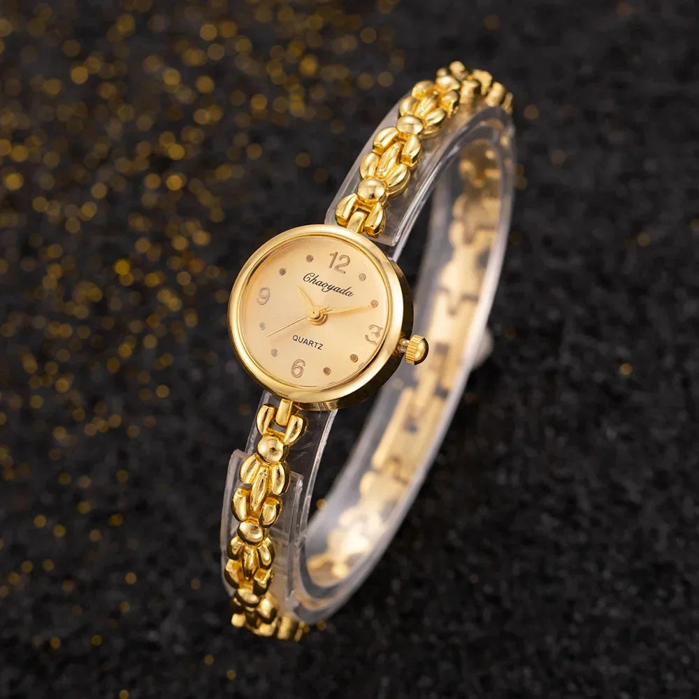 Women's Watches New Luxury Brand Alloy Crystal Women Bracelet Watch Fashion Elegant Golden Small Dial Ladies Clock Reloj Mujer