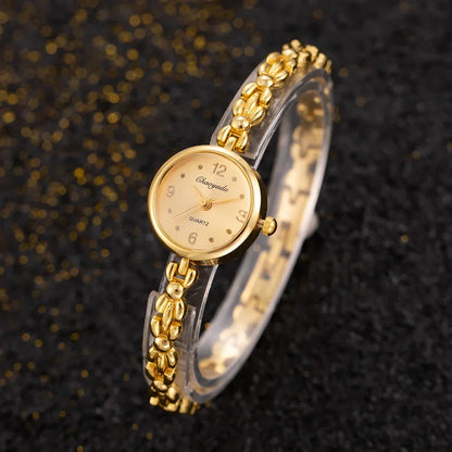 Women's Watches New Luxury Brand Alloy Crystal Women Bracelet Watch Fashion Elegant Golden Small Dial Ladies Clock Reloj Mujer