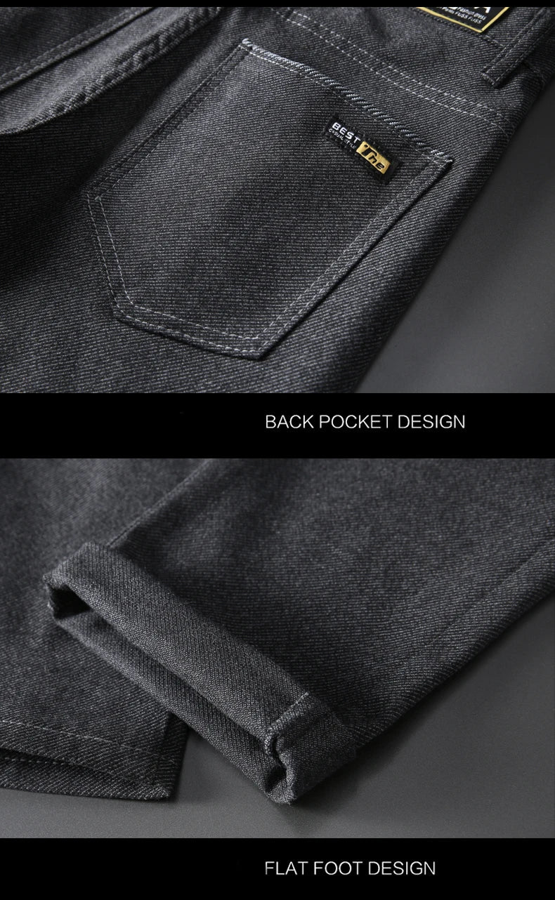Classic Soft Grinding cotton Pants Men Business Casual Pants 2023 Autumn New Straight Slim Fashion Gray Black Brand Trousers