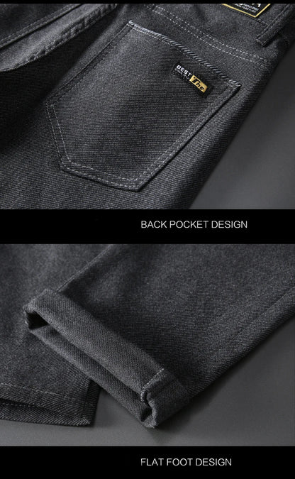 Classic Soft Grinding cotton Pants Men Business Casual Pants 2023 Autumn New Straight Slim Fashion Gray Black Brand Trousers