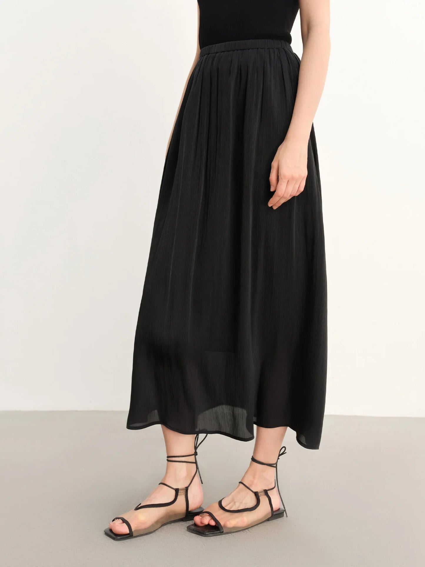 Plus-Size Women's Lightweight Flowing A-Line Skirt - 2025 Summer New Fashionable Commute Long Dress 25DS82792