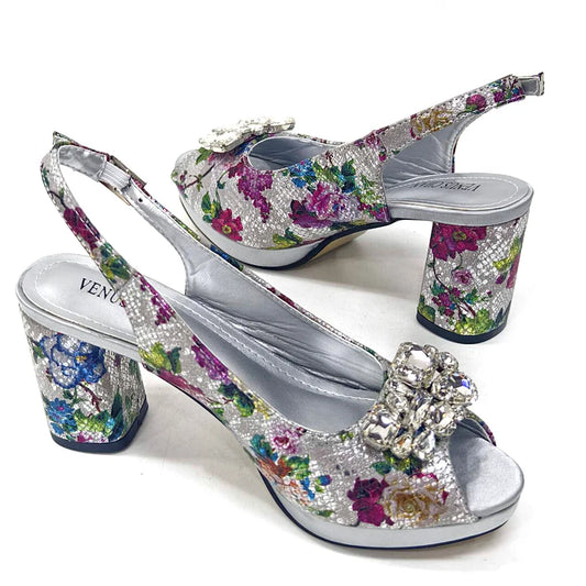 Design Nigerian Style Women Heels Shoes And Elegant Bag Set Color Matching Handbag Wedding Party Women Shoes