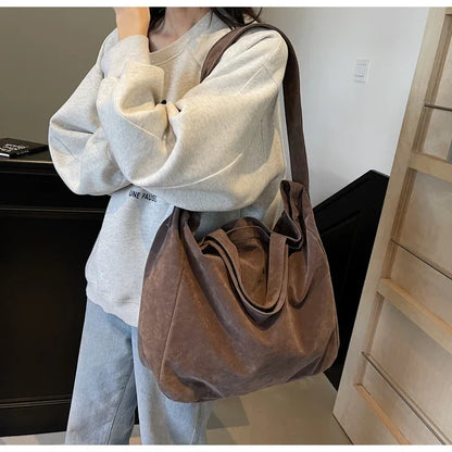 Large Capacity Velvet 2024 Hot Selling Tote Bag Zipper Solid Color Popular Fashion Handbag Soft Simple Commuting Shoulder Bag
