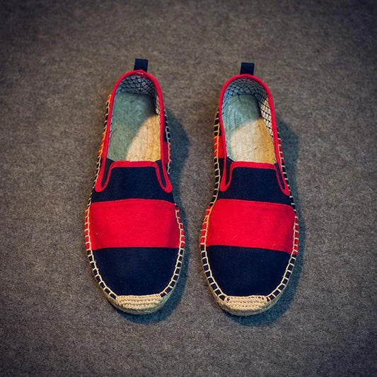 Sapatos casuais masculinos primavera verão slip-on de pano plano respirável Marca Pescador Calçados Masculinos Vermelho Preto XZ19