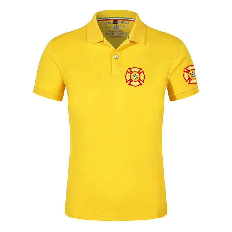 Firefighter Rescue Team Printing Fashion 2023 New Men's Summer Solid Color Short Sleeves Comfortable T-Shirts Polo Shirt Tops