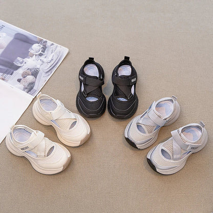 Boys Girls Sports Sandals Rotating Button Students Sneakers Hollowed-out Summer New Students Running Shoes Mesh Breathable