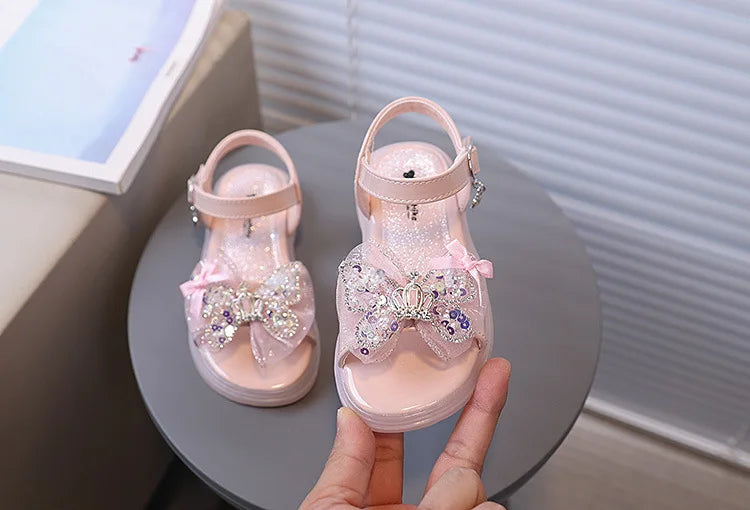 2026 Princess Girls Sandals Summer Children Beach Shoes Girls Open-toed Sandals Soft PU Leather Flat Kids Sandals For Girl