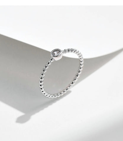 Bezel Setting Moissanite Ring 925 Sterling Silver Beads Trendy Stackable Finger Rings For Women Lab Diamond Jewelry