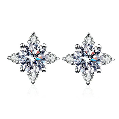 1ct 6.5mm D Color Moissanite Earrings 925 Sterling Silver  with White Gold Plated Stud Earring Wedding Jewelry for Women