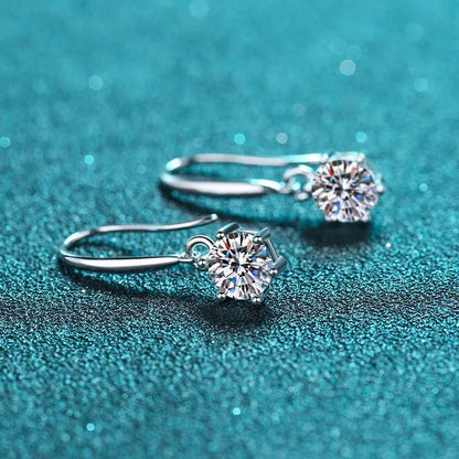 1ct 6.5mm Moissanite Droop Earrings for Women Original Wedding Chrismas Gift S925 Sterling Silver Hoop Earring Wholesale