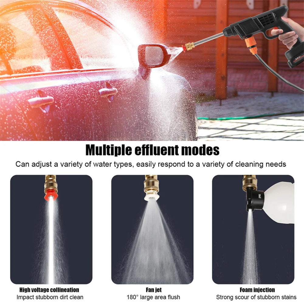 300W 30Bar Cordless High Pressure Car Washer Spray Water Gun 12000mAh Battery Foam Generator Car Washing Machine for Home