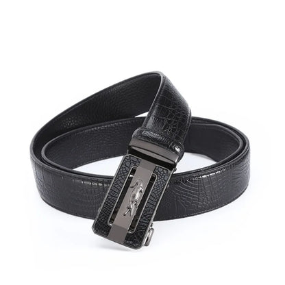 Men's Belt Fashion Crocodile Pattern Belt Alloy Automatic Buckle Strap Casual Business Style Jeans Belt