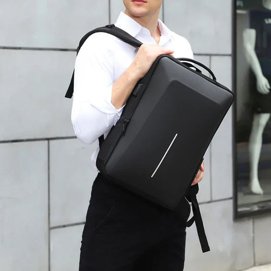 Men's Casual Hard Shell Backpack Anti-theft Backpack High Capacity Travel USB Charging Bag Fasion Business Computer Bag For Male