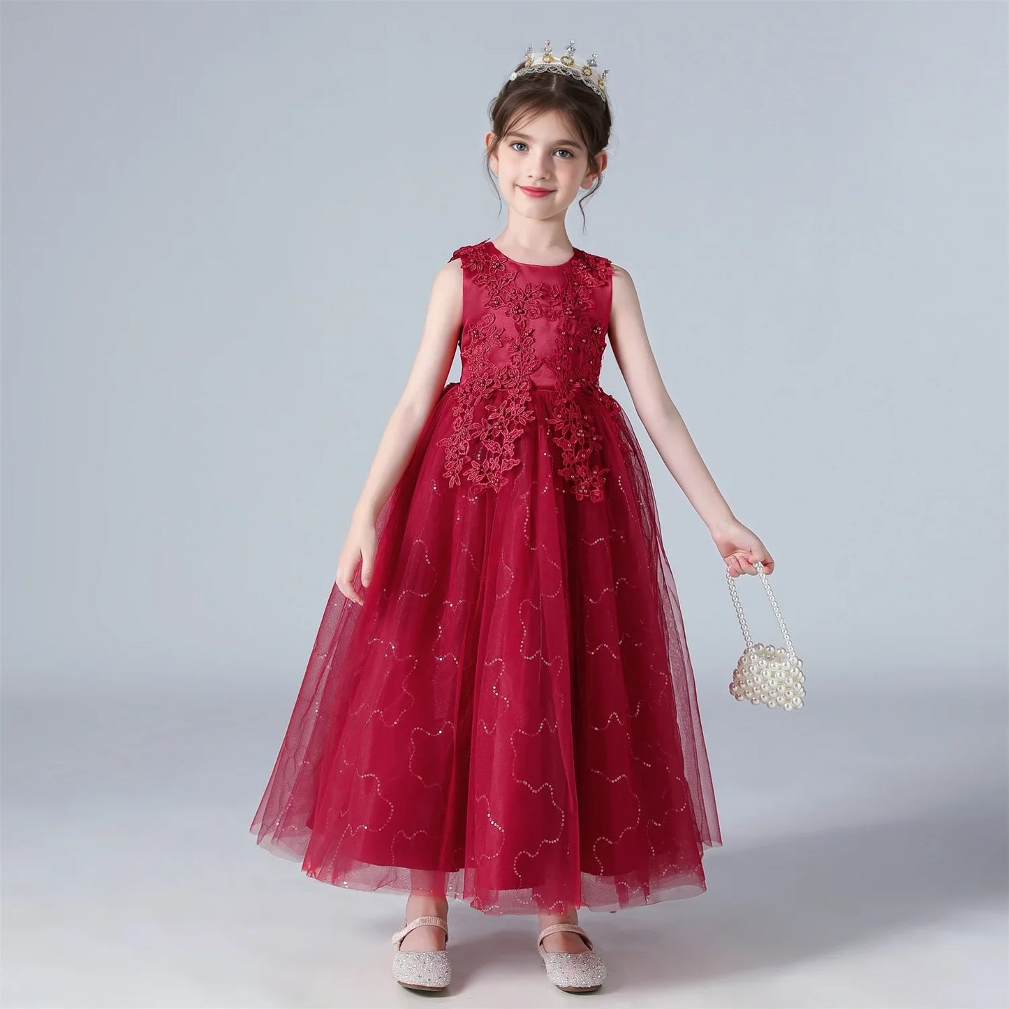 Kids Dresses For Girls Lace Dress Gown Princess Clothes Children Formal Evening Party Flower Girls Wedding Vestidois