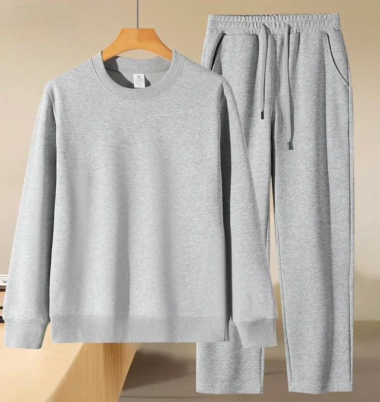 Men's Autumn and Winter New Solid Color Pullover Sweater & Pants Two-piece Set Fashionable Casual Sports Set Men's Tracksuit