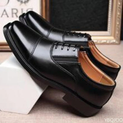 Autumn winter new business formal round toe men's shoes casual simple comfortable lace up height increasing men's shoes