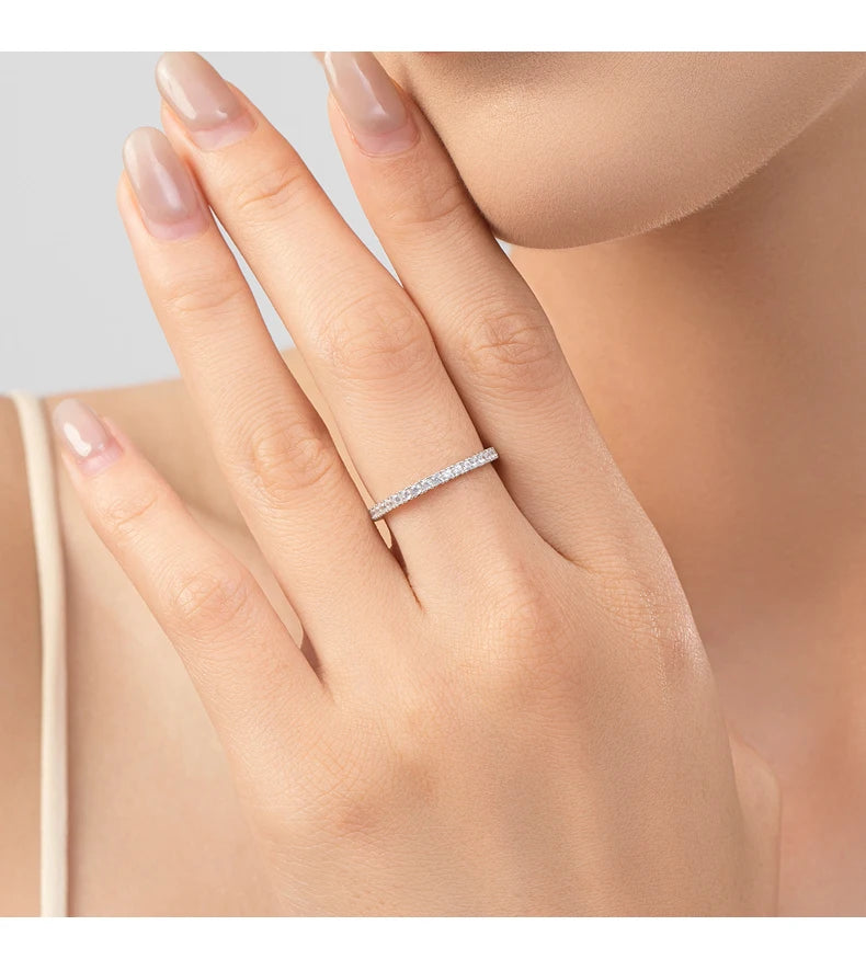 925 Sterling Silver Classic Sparkling Zircon Wedding Engagement Band Promise Bridal Ring For Women Fine Jewelry Gift