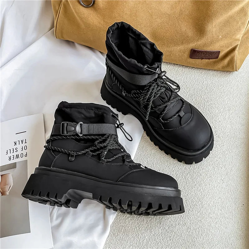 Fashion Men Casual Boots Designer High Top Mens Ankle Boots Winter Work Boots Breathable Walking Sneakers Black Leather Boots