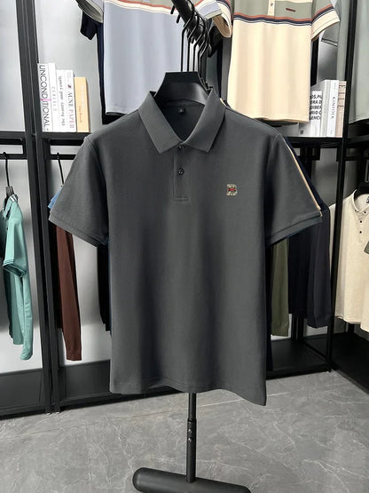 High end brand 100% cotton short sleeve polo shirt men's summer new soft breathable lapel T-shirt fashion letter embossed top