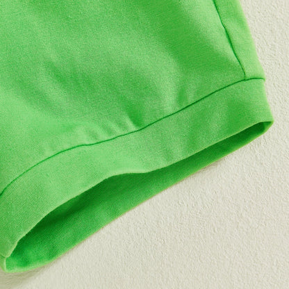 Summer St. Patrick's Day Kids Baby Boys Clothes Set Short Sleeve Letter Embroidery T-Shirt Shorts Outfits Clothes