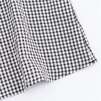 Elegant Fashion Chidori Plaid Ruffles Chiffon Shirt Spring 2025 Ruffled Neck Long Butterfly Sleeve Loose Tops Women's Clothing