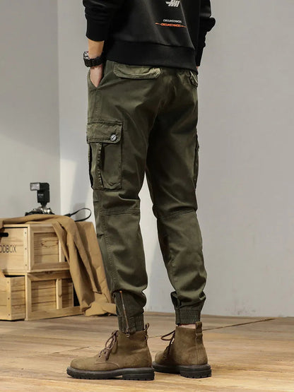 2025 New Multi-Pockets Spring Summer Cargo Pants Men Streetwear Zipper Leg Skinny Work Joggers Cotton Casual Tactical Trousers