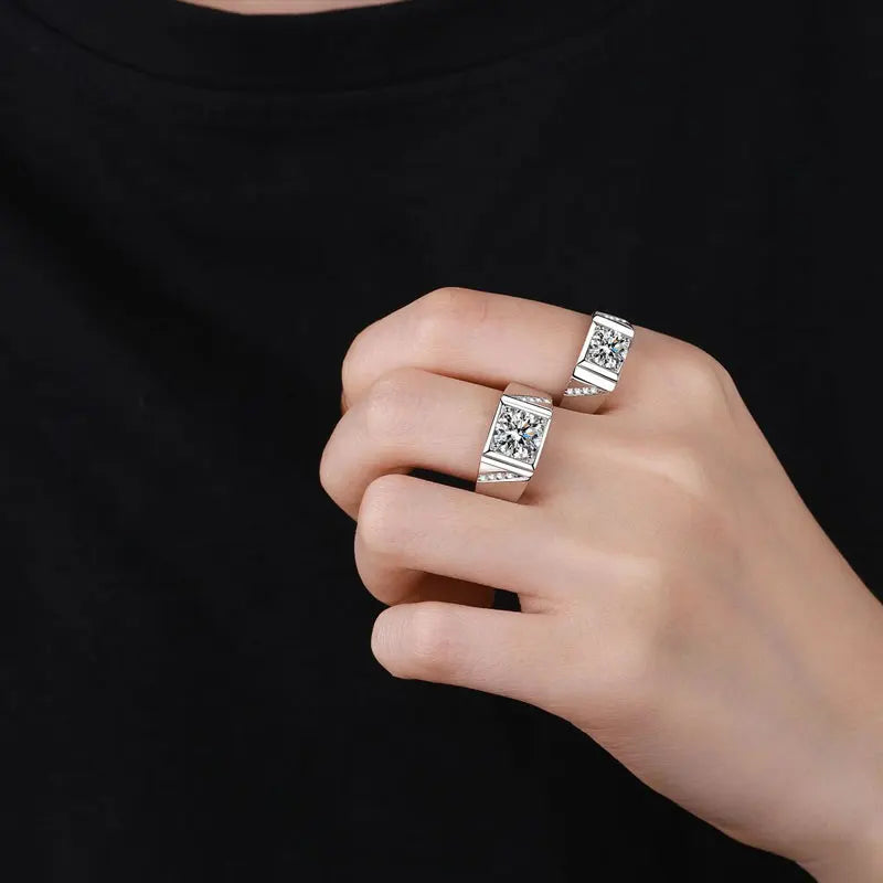 D VVS1 Moissanite Men Ring GRA Certified Diamond Sparkling Wedding Band Original 925 Sterling Silver Plated 18k rings
