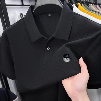 Men's Cotton100% High End Brand Lapel Polo Shirt Summer New Solid Color Print Short Sleeve T-Shirt Casual Breathe Men's Clothing