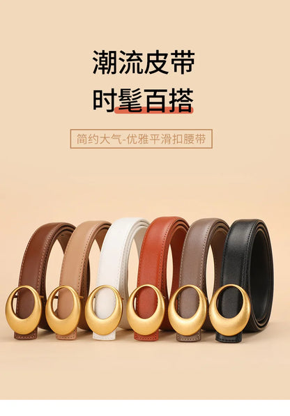 Fashionable women's belt; cowhide leather belt for women; versatile decoration with a high-end feel; trendy Korean-style
