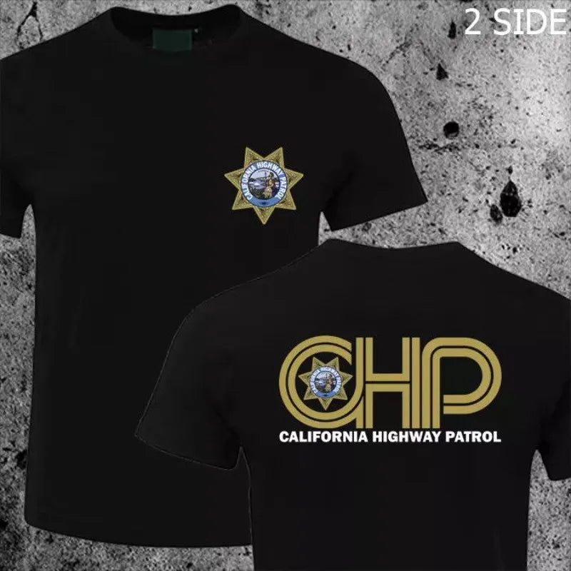 Trend 25 Men's Oversized T-Shirt California Highway Patrol CHP Logo Print Short-Sleeved Summer Casual Clothing