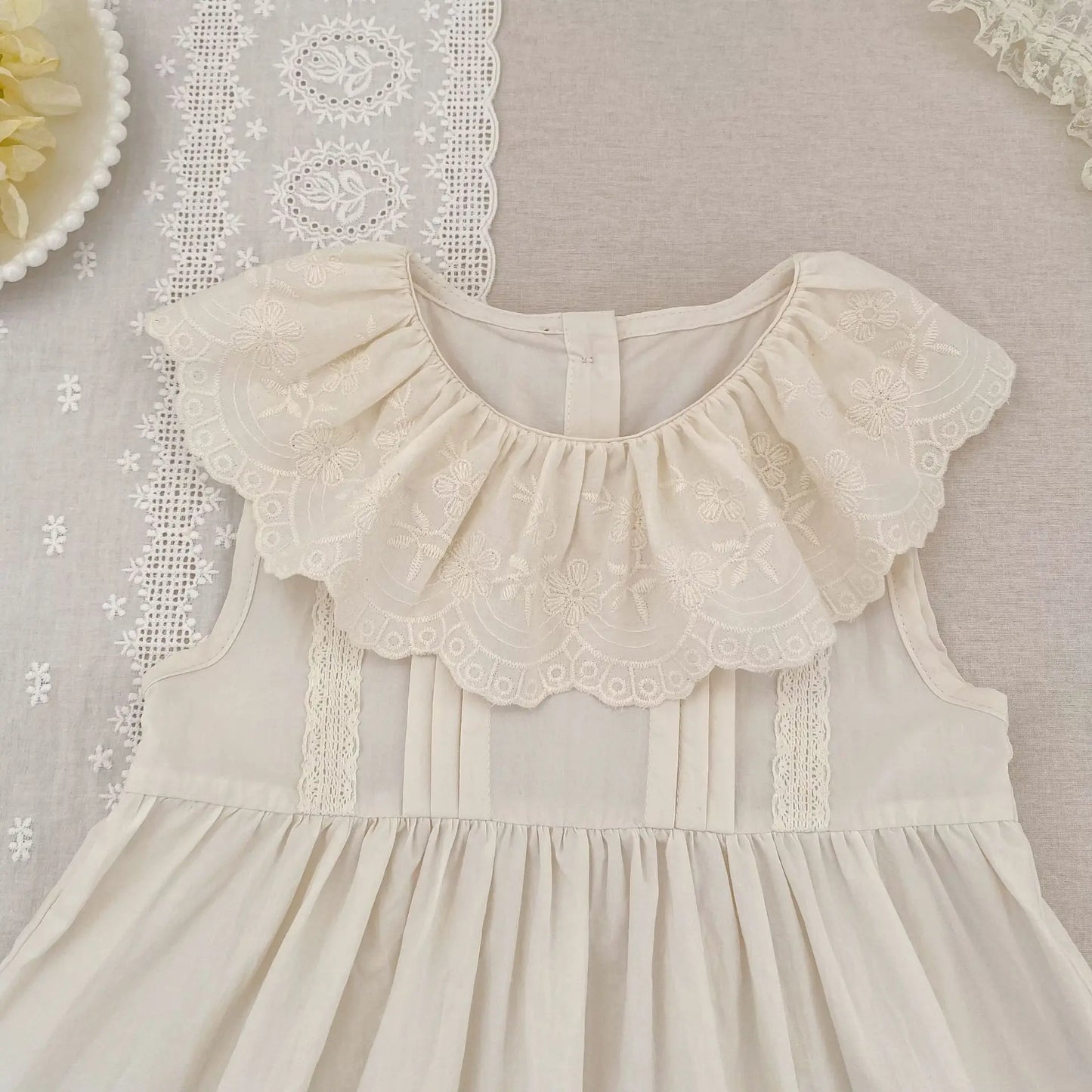 2026 Girls Summer New 2-6Yrs Pure Cotton Sleeveless Lace Collar Baby Girl Dress Children Princess Birthday Sweet Dress