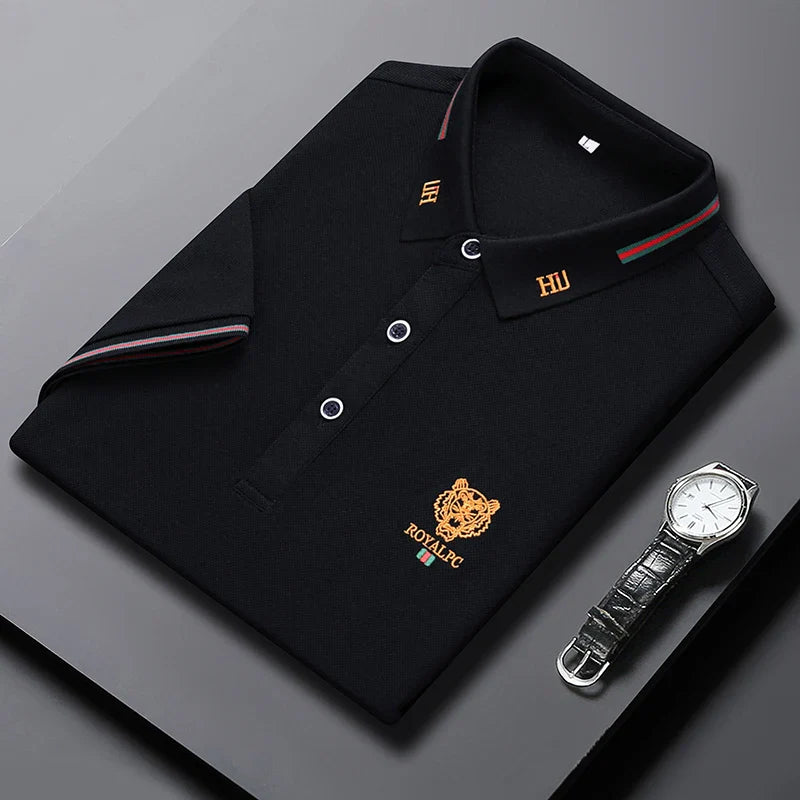 100% Cotton high-End Brand Men's Summer Exquisite Embroidery Short Sleeved Polo Shirt Trend Casual Lapel T-Shirt Men's Clothing