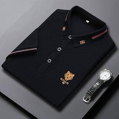 100% Cotton high-End Brand Men's Summer Exquisite Embroidery Short Sleeved Polo Shirt Trend Casual Lapel T-Shirt Men's Clothing