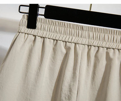 Plus Size Summer Shorts For Women 2025 Summer Ice Silk Drawstring Large Size Loose Shorts Women Korean Streetwear Shorts Female