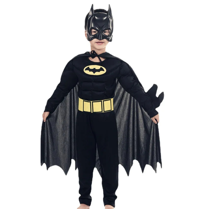 Boys Muscle Costumes with Mask Cloak Movie Character Superhero Cosplay  Party Role Play