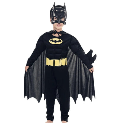 Boys Muscle Costumes with Mask Cloak Movie Character Superhero Cosplay  Party Role Play
